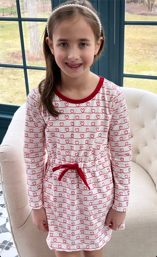 Camille Dress - Red Hearts Girls Play Dresses Be Elizabeth by James & Lottie   