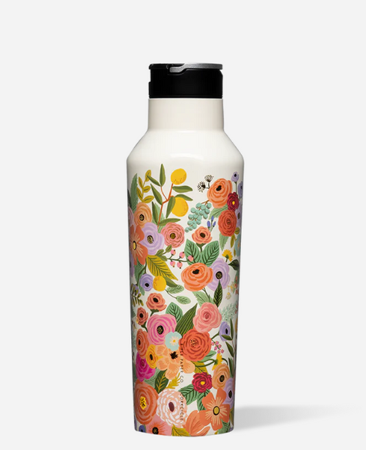 20oz Insulated Sport Canteen - Rifle Paper Garden Party Cream Insulated Drinkware Corkcicle   