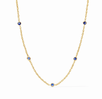 Celeste Delicate Station Necklace - Sapphire Blue Necklaces Julie Vos   