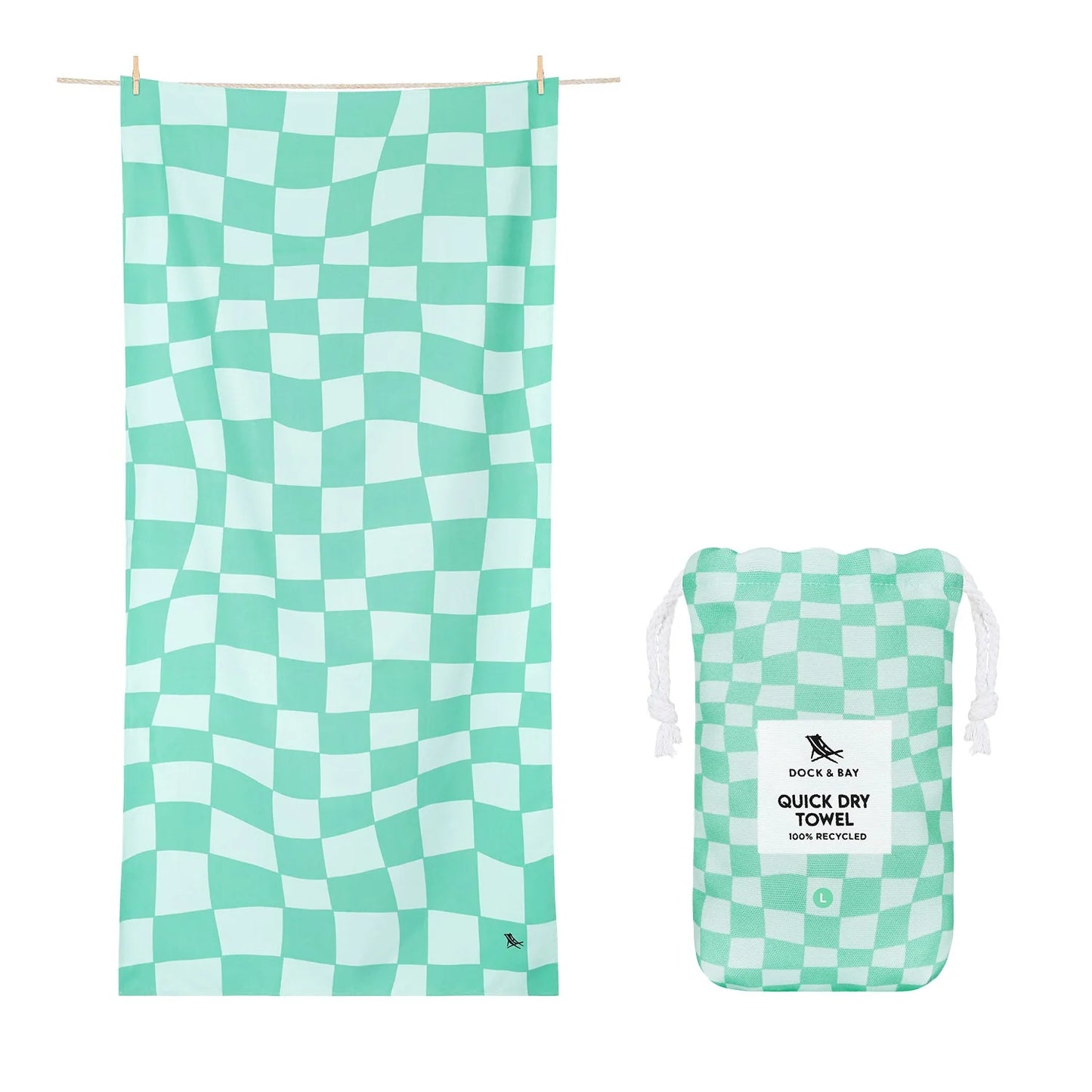 Large Quick Dry Towel - Check Mate Textiles Dock & Bay