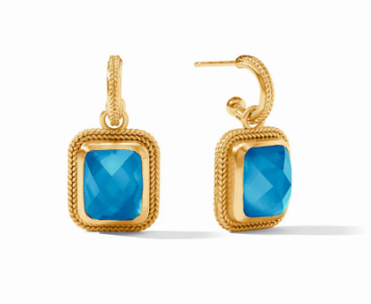 Cheval Hoop & Charm Earring - Iridescent London Blue Earrings Julie Vos   