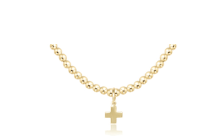 15" Choker Classic Gold 3mm Bead - Signature Cross Gold Charm Necklaces enewton