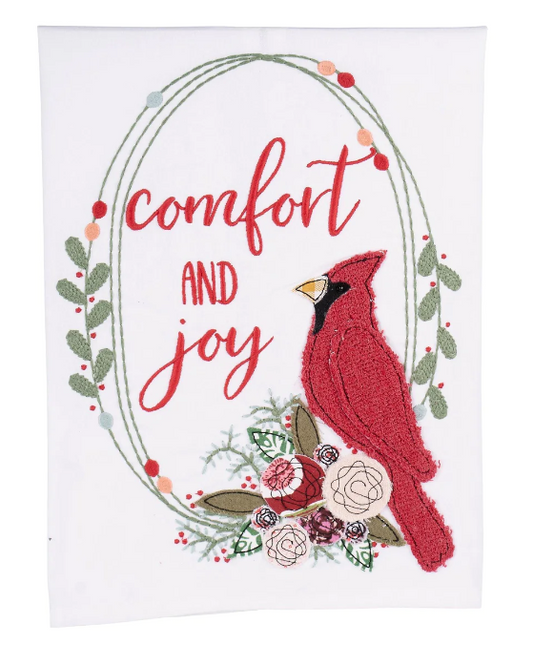 Christmas Red Bird Comfort & Joy Tea Towel Seasonal Glory Haus   