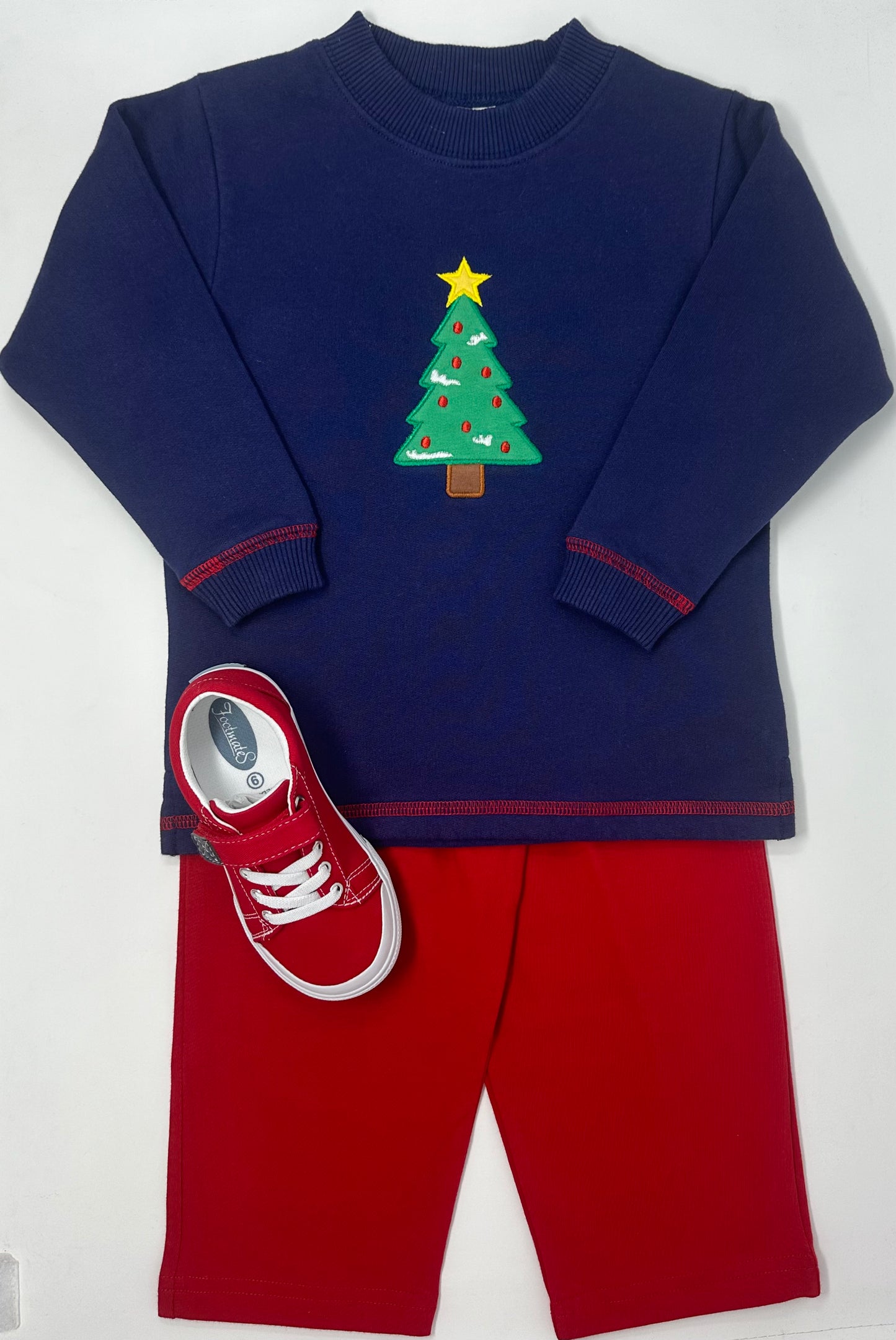 Boys Dk. Royal Sweatshirt w/ Christmas Tree Boys Sweaters + Sweatshirts Luigi   