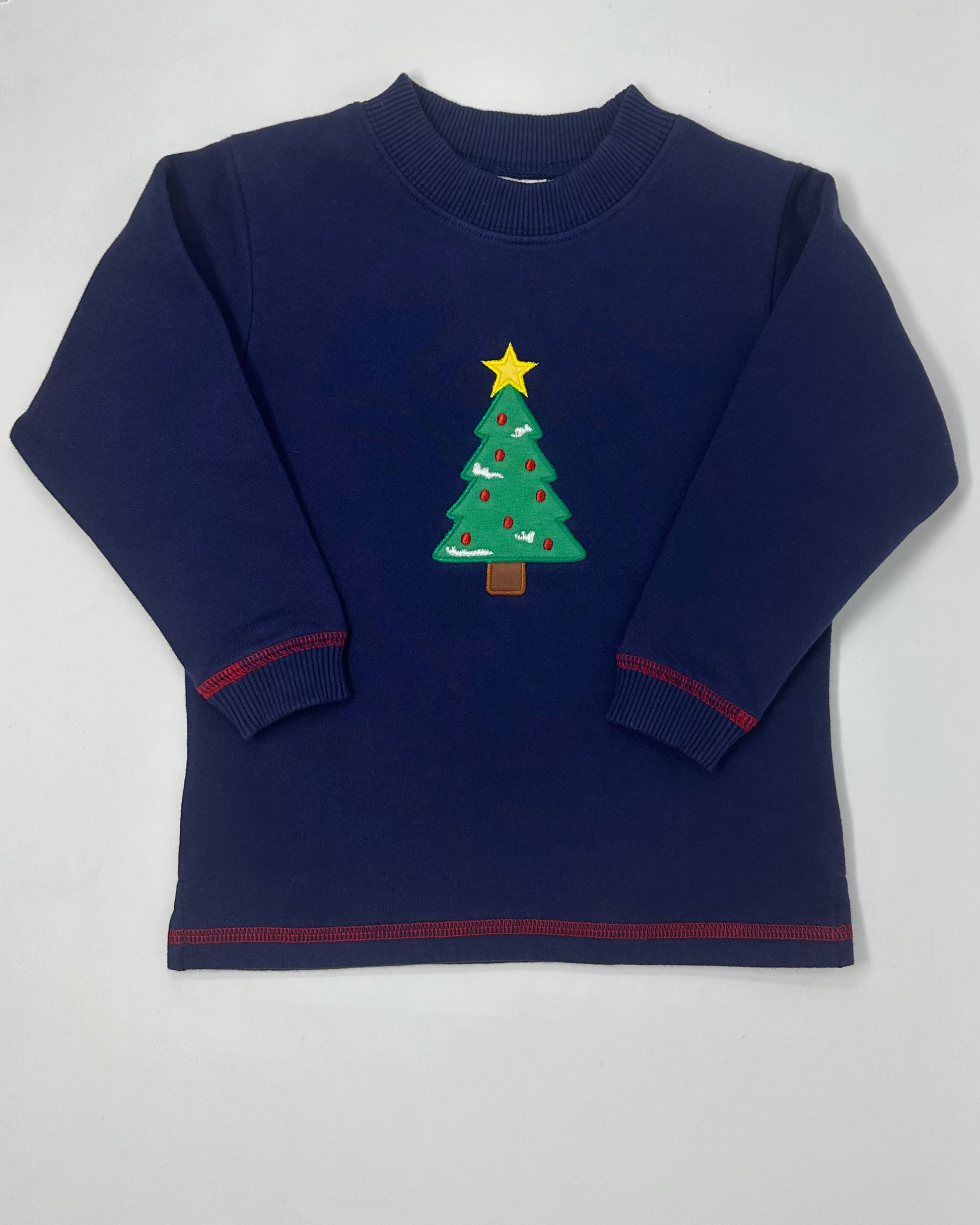 Boys Dk. Royal Sweatshirt w/ Christmas Tree Boys Sweaters + Sweatshirts Luigi   