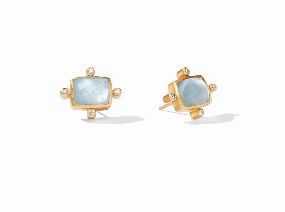 Clara Stud - Iridescent Chalcedony Blue Earrings Julie Vos   