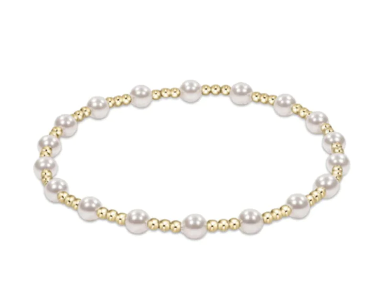 Classic Sincerity Pattern 4mm Bead Bracelet - Pearl Women's Jewelry enewton   