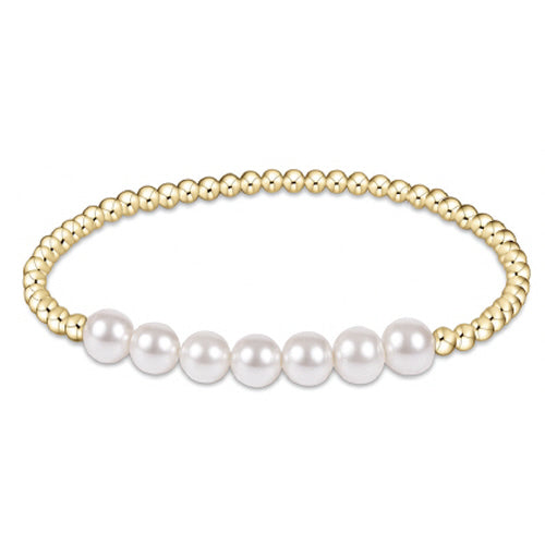 Classic Gold Beaded Bliss 3mm Bead Bracelet - 6mm Pearl Bracelets enewton   