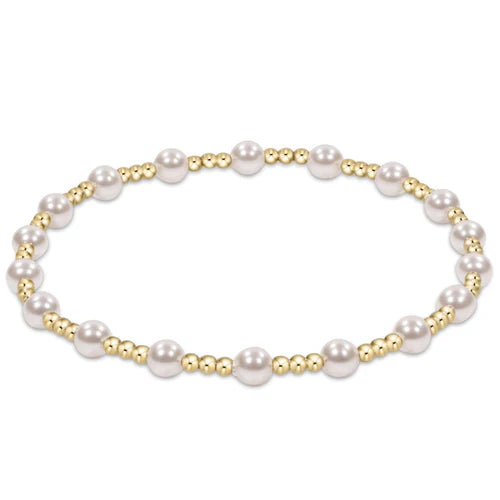 Classic Gold Sincerity Pattern 4mm Bead Bracelet - Pearl Bracelets enewton