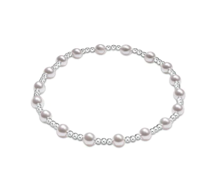 Classic Sincerity Pattern Sterling 4mm Bead Bracelet - Pearl Bracelets enewton   