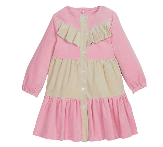 Colorblock Western Dress - Pink & Cream Clothing Bisby   