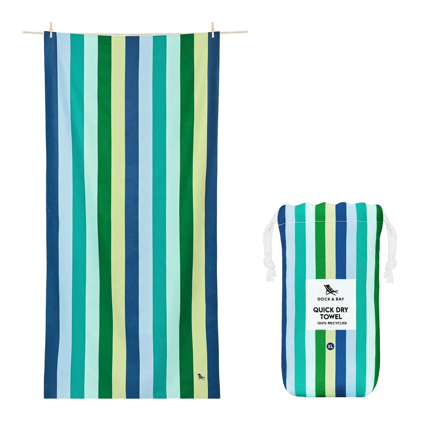 XL Quick Dry Towel - Cool Lagoon Textiles Dock & Bay