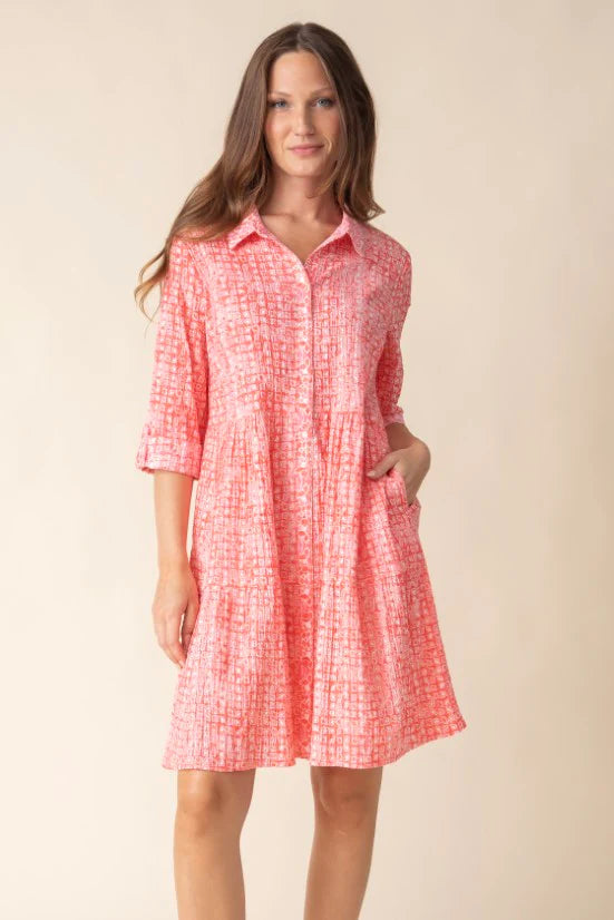 Crinkle Cotton Miami Lanai Dress - Papaya Short Dresses Habitat