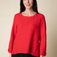 Crinkle Crepe Solid Side Button Pullover - Apple Sweatshirts + Pullovers Habitat   