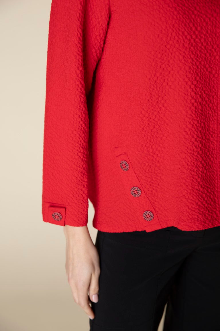 Crinkle Crepe Solid Side Button Pullover - Apple Sweatshirts + Pullovers Habitat   