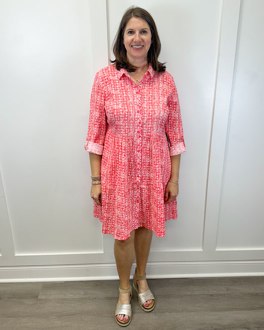 Crinkle Cotton Miami Lanai Dress - Papaya Short Dresses Habitat