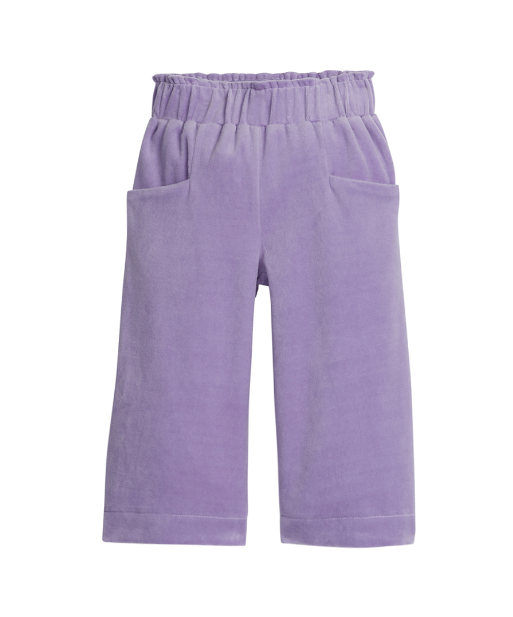 Cropped Palazzo Pants - Lilac Velour Girls Pants + Leggings Bisby   