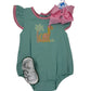 Dinosaur Applique A/S Bubble Girls Bubbles + Rompers Three Sisters