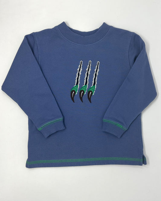 Boys Steel Blue Sweatshirt w/ Dinosaur Claws Boys Sweaters + Sweatshirts Luigi   