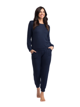 Dream Jersey Crew Neck Lounge Set - Navy Pajamas Softies   