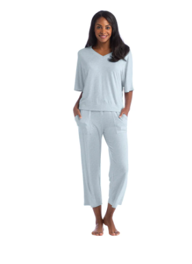 Dream Relaxed V-Neck with Capri Lounge Set - Surf Lounge Softies   