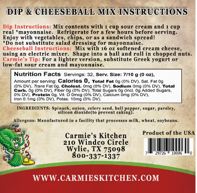 Fiesta Spinach Dip Mix Impulse Carmie's Kitchen   