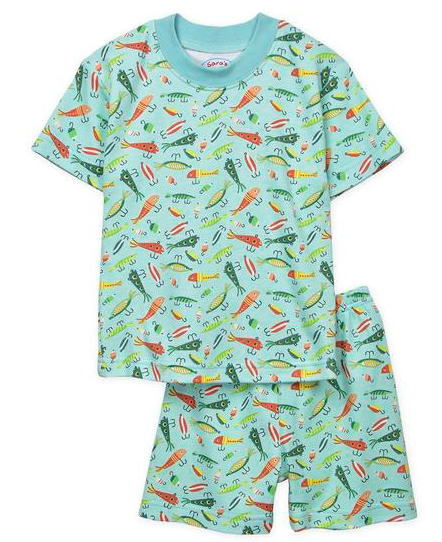 Boy's Short Pajamas - Fishing Lures Kids Pajamas Sarah's Prints   