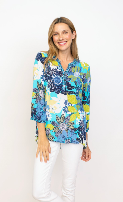 Floral Tuck Pleat Tunic - Lake Tops Habitat   