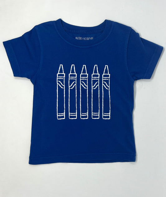 SS Blue Crayons T-Shirt Boys Tees Mustard & Ketchup   