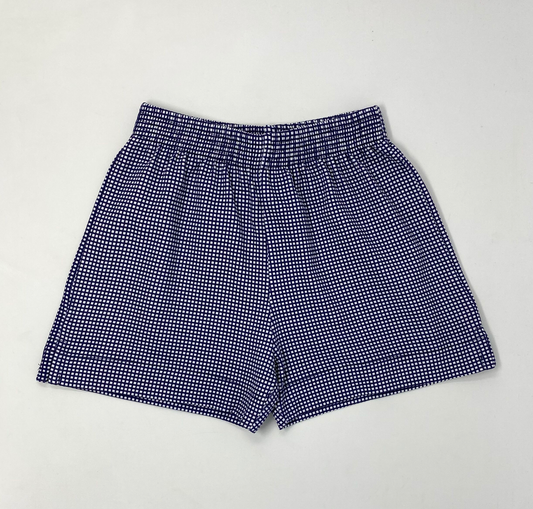 Navy Gingham Print Shorts w/ Slit Boys Shorts Luigi   