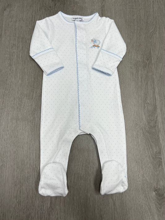 Darling Lambs Embroidered Footie - Lt. Blue Baby Sleepwear Magnolia Baby   