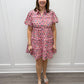 Garden Party Dress - Pink w/ Florals Short Dresses Entro
