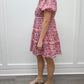 Garden Party Dress - Pink w/ Florals Short Dresses Entro