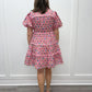 Garden Party Dress - Pink w/ Florals Short Dresses Entro