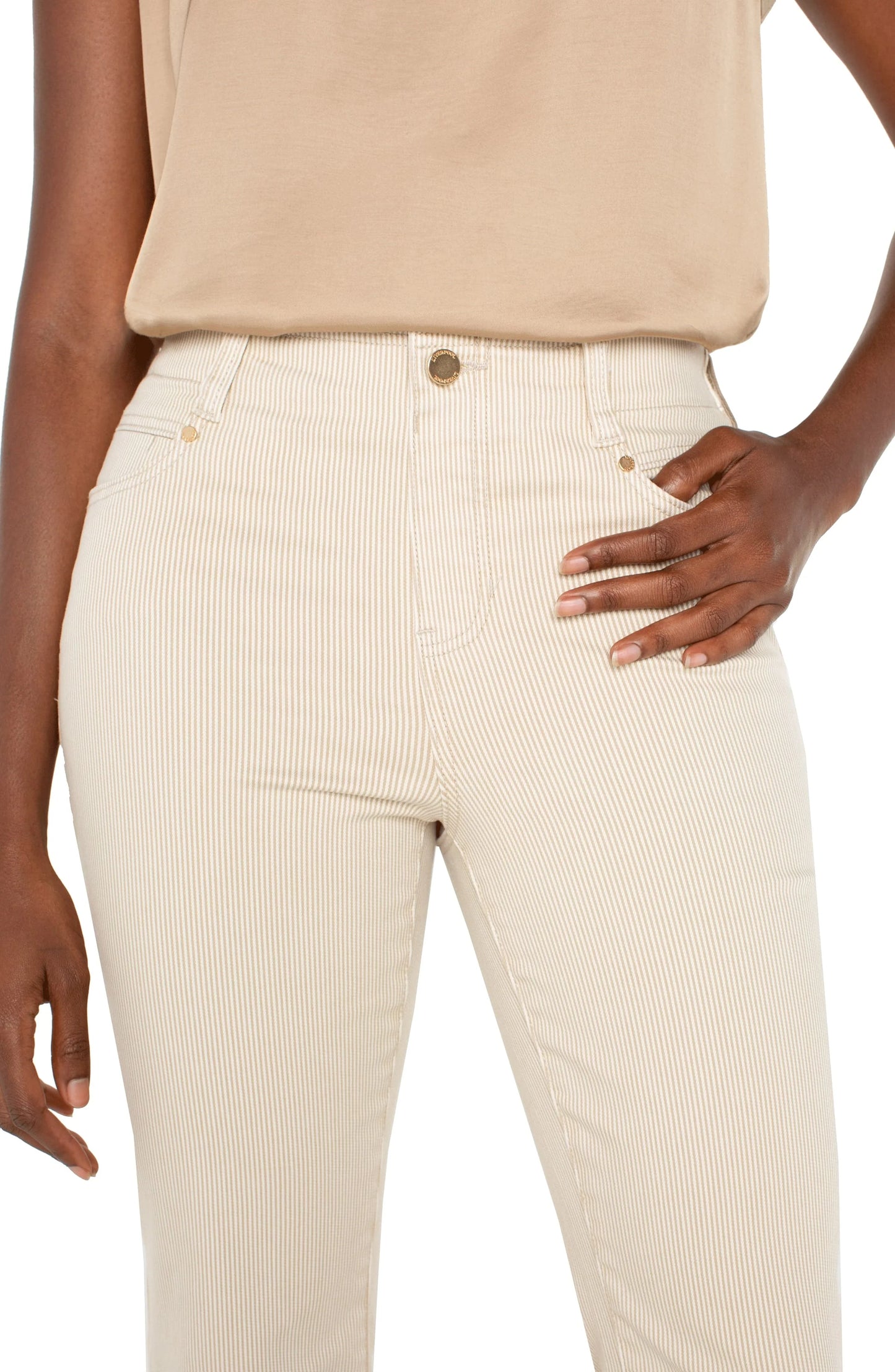 Gia Glider Crop Flare w/ Back Pleat - Cappuccino Stripe Jeans Liverpool