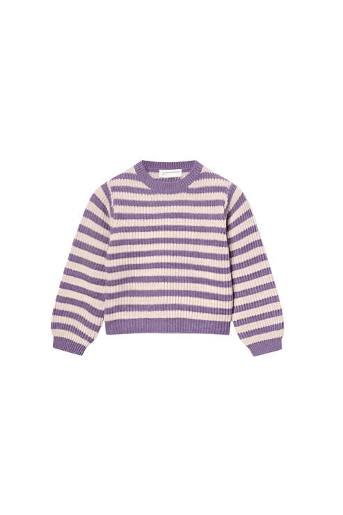 Girl's Purple Striped Knit Sweater Girls Sweaters + Sweatshirts Compagna Fantastica   