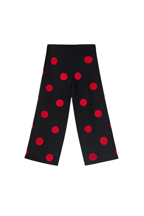 Girl's Red Polka Dot Knit Pants Girls Pants + Leggings Compagna Fantastica   