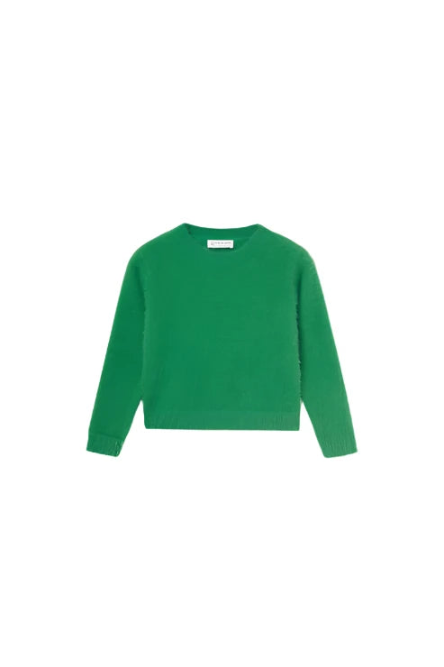 Girl's Knitted Sweater With Green Texture Girls Sweaters + Sweatshirts Compagna Fantastica   