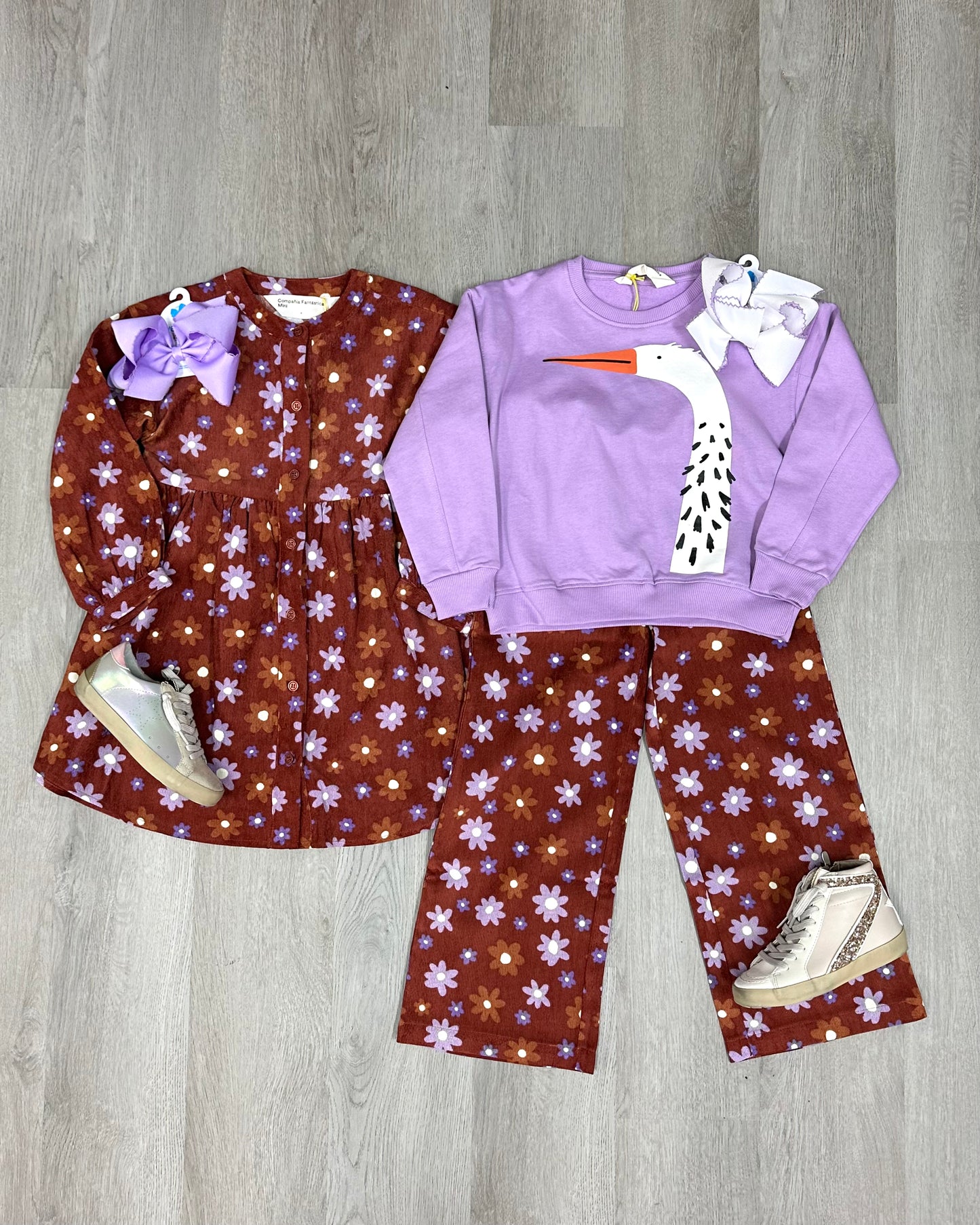 Girls Corduroy Trousers - Floral Girls Pants + Leggings Compagna Fantastica   