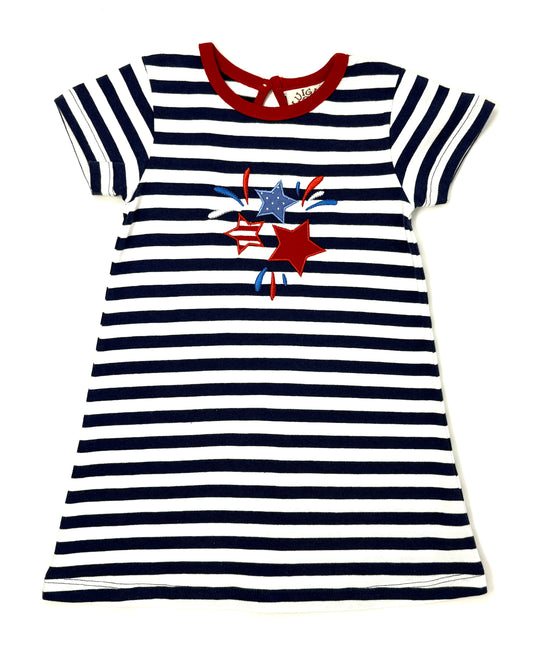 Girls Star Fireworks Dress - Dk.Royal/White Girls Play Dresses Luigi