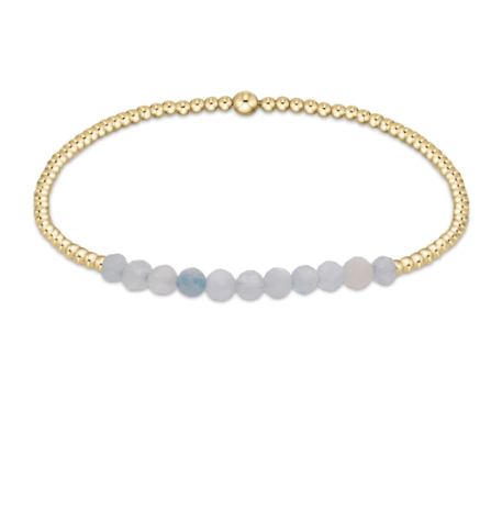 Gold Beaded Bliss 2mm Bead Bracelet - Aquamarine Bracelets enewton   