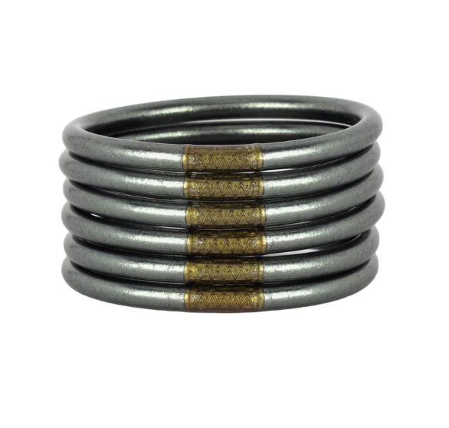 Graphite All Weather Bangles (Set of 6) - SM Bracelets Budha Girl   