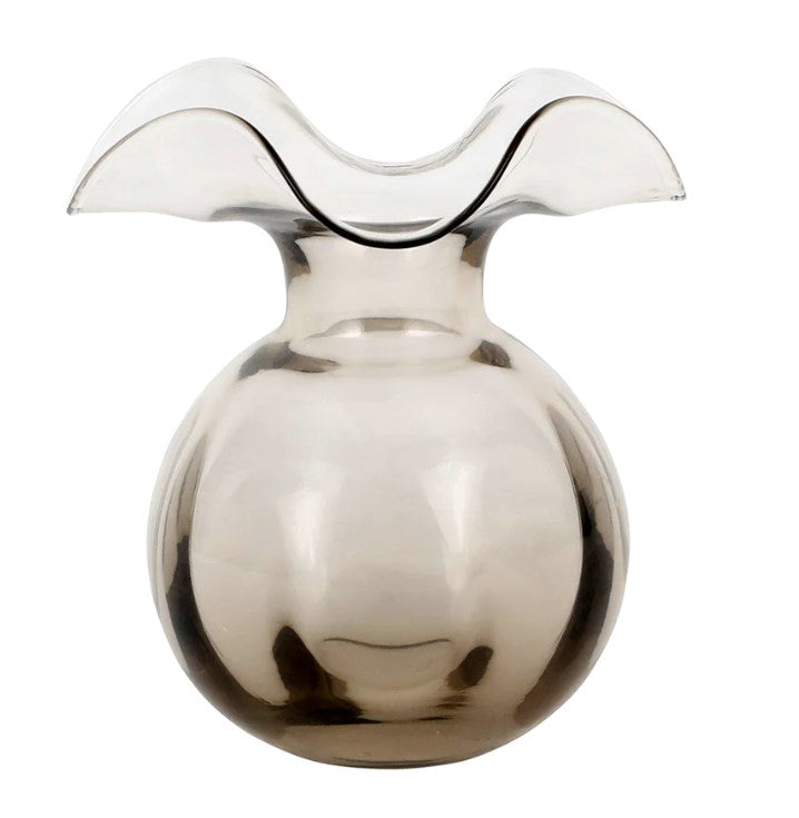 Hibiscus Glass Gray Medium Fluted Vase Home Decor Vietri   