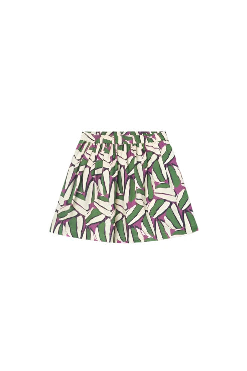 Green Geometric Print Girl's Short Skirt Girls Skirts + Bloomers Compagna Fantastica   