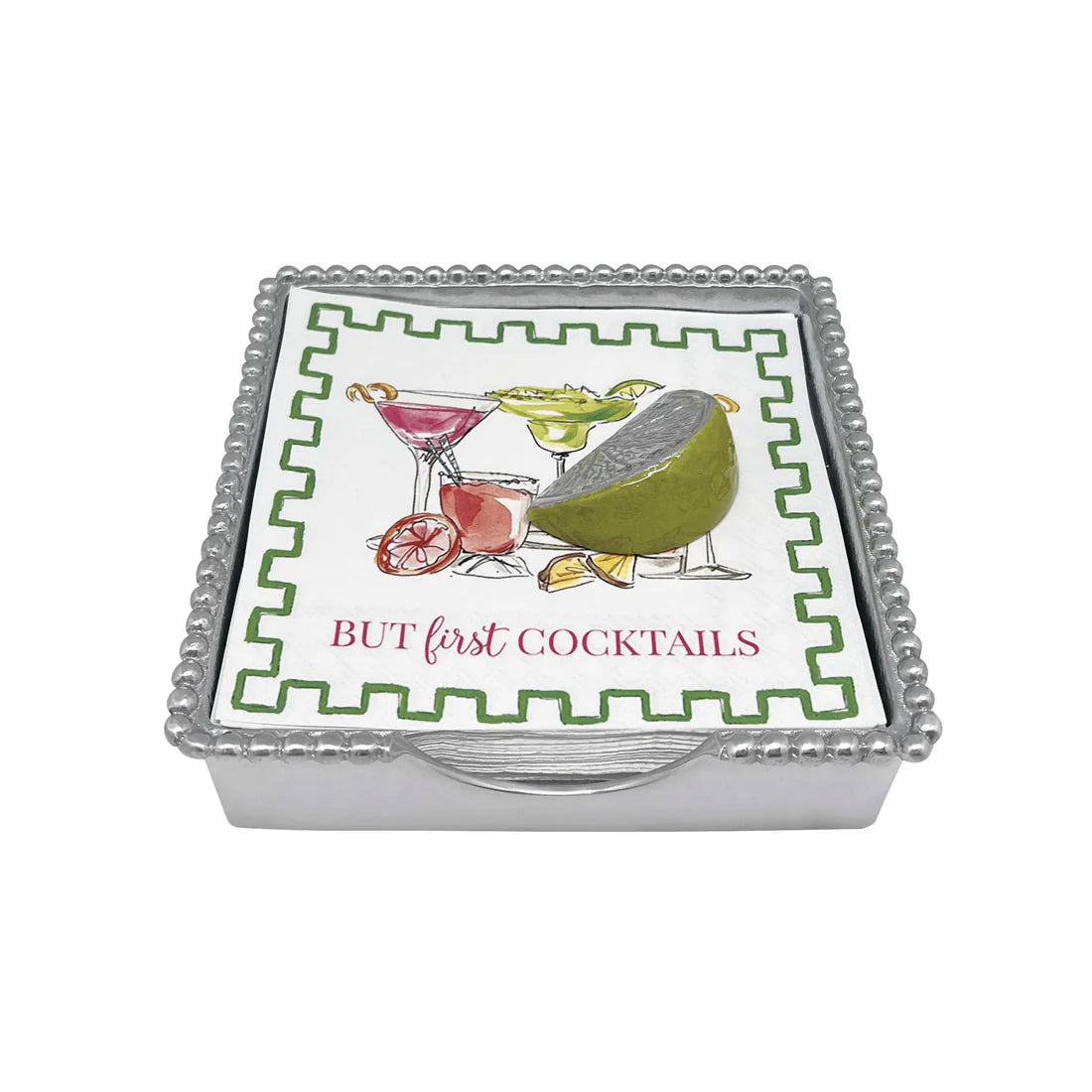 Green Lime Wedge Beaded Napkin Box Set Home Decor Mariposa