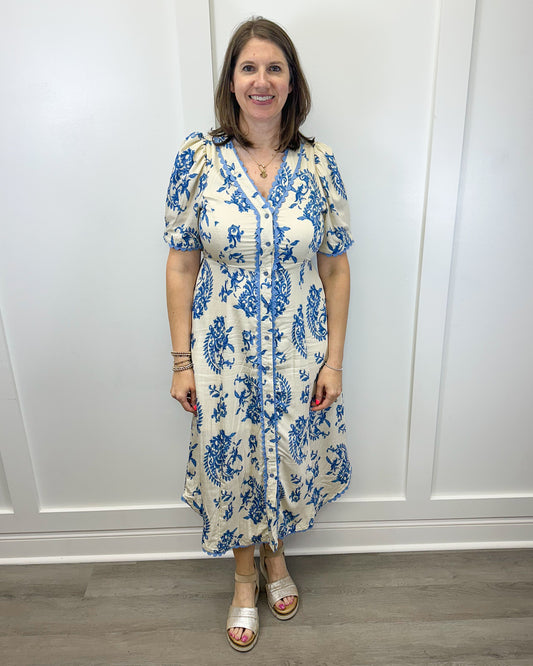 Hannah Midi Dress - Blue Long Dresses Entro