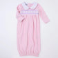 Pink Hazel and Hudson's Smocked Collared Gathered Gown Baby Sleepwear Magnolia Baby