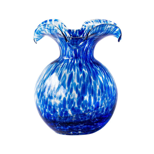 Hibiscus Glass Blue Tortoiseshell Small Fluted Vase Kitchen + Entertaining Vietri   