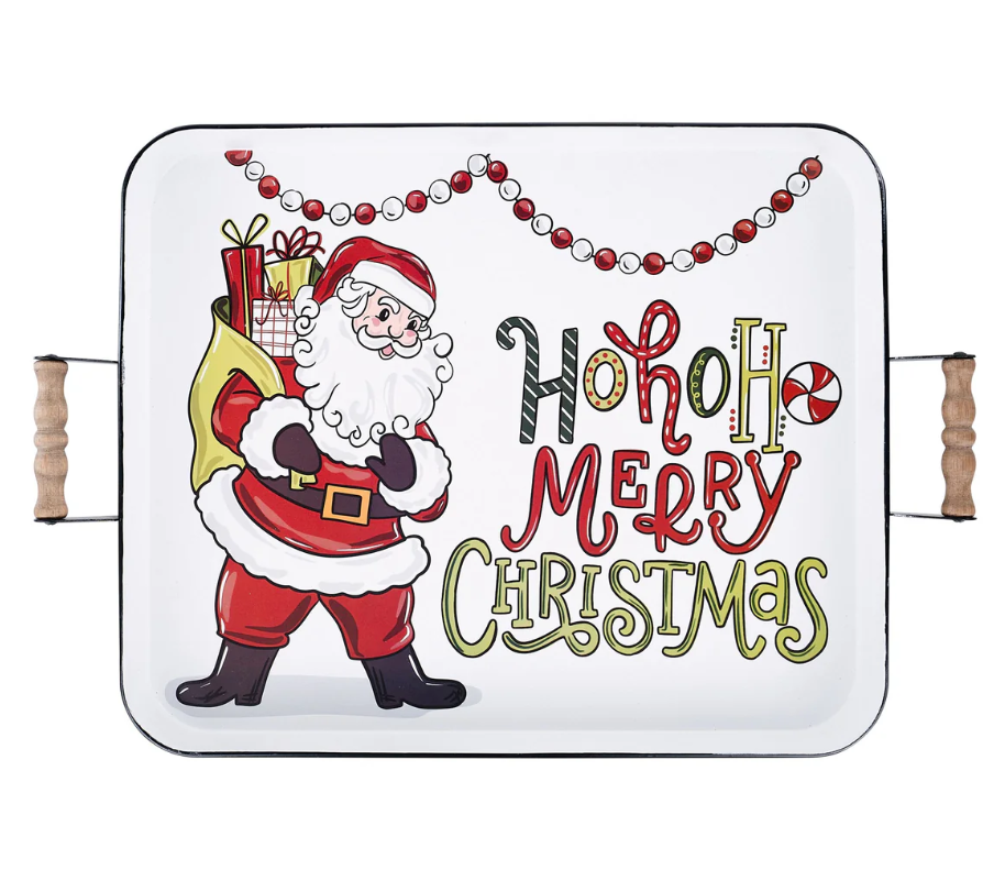 Ho Ho Ho Santa Enamel Tray Seasonal Glory Haus   