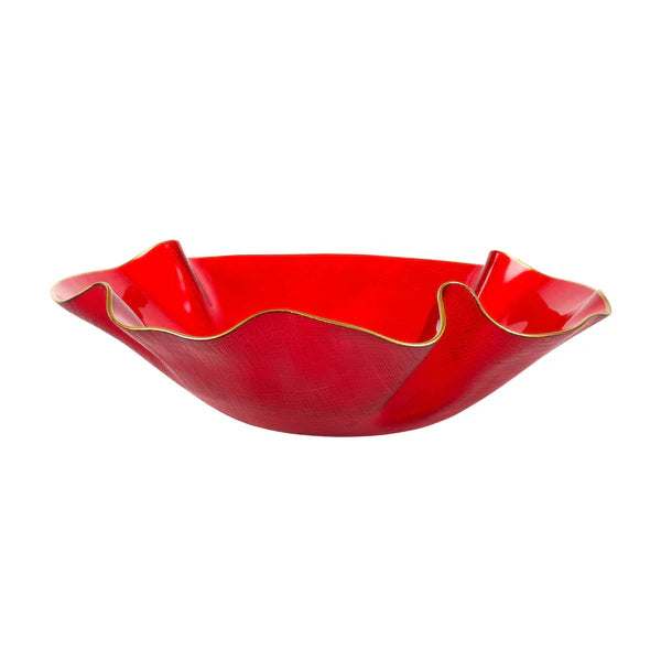 Holiday Glass Medium Ruffled Bowl Home Decor Vietri   